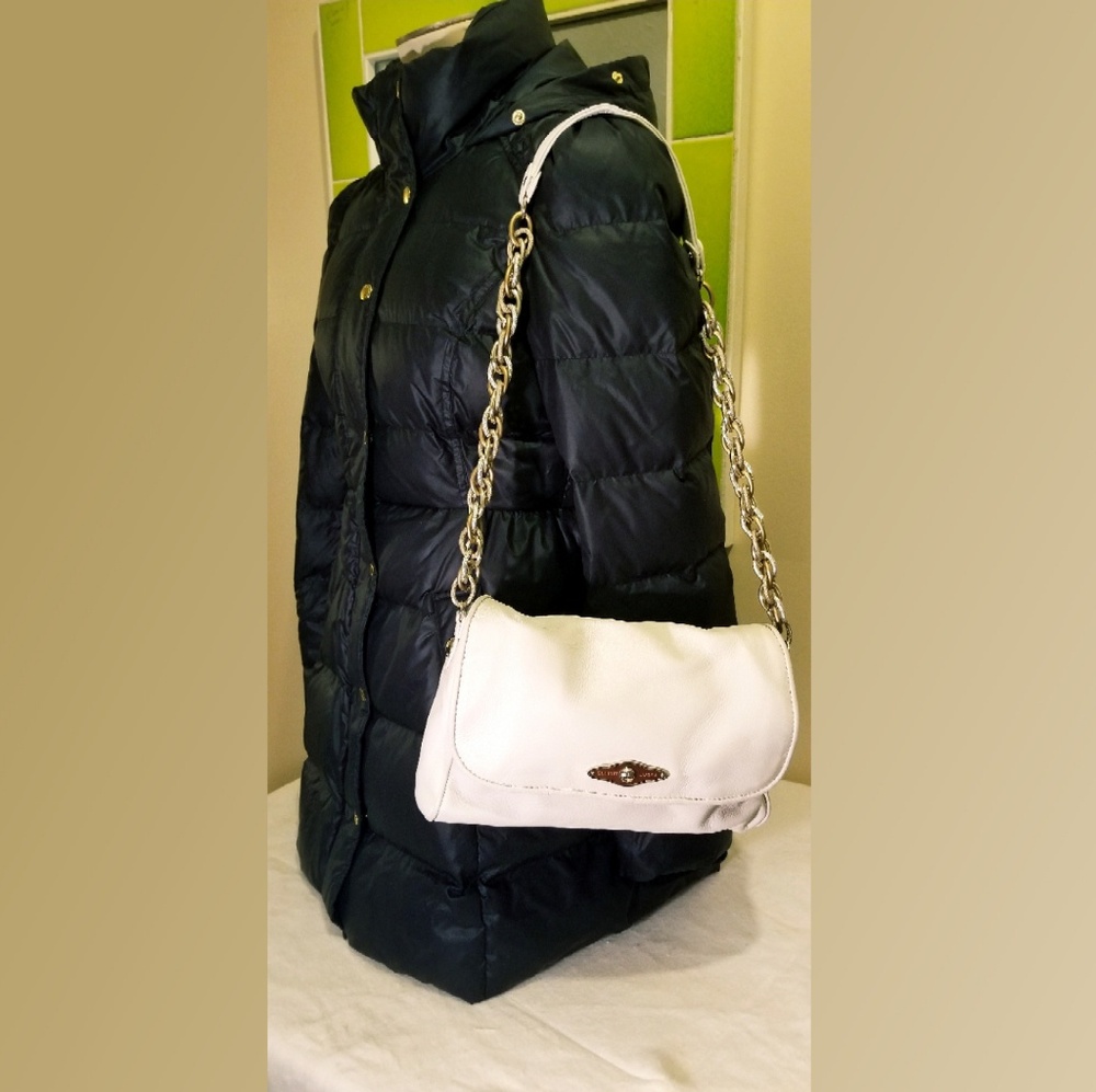 Elliot Lucca Winter White Leather Shoulder Handbag